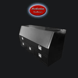 black powder coated toolboxes with drawers